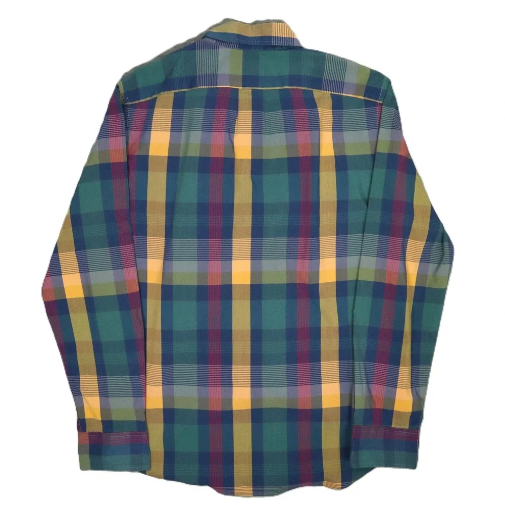 J.Crew Secret Wash Madras Plaid Stretch Cotton Shirt M Slim Fit Madagascar‎